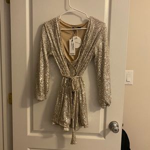 Boohoo Sequin Wrap Dress